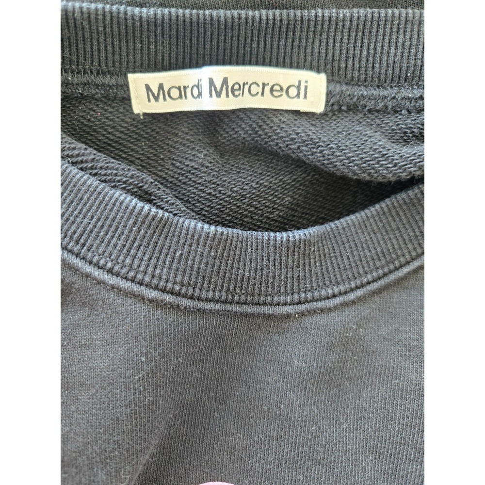 Mardi Mercredi Flower Sweatshirt Black Crewneck (One Size) Preppy College City - Picture 8 of 16